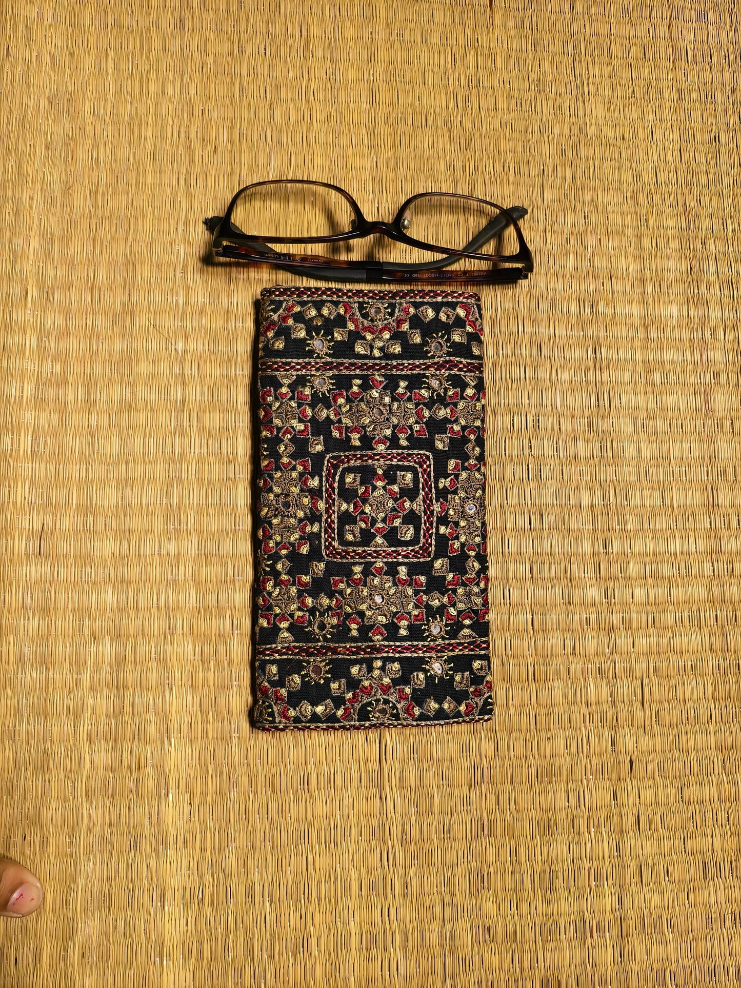 Black Kutch Hand-Embroidered Spec Case