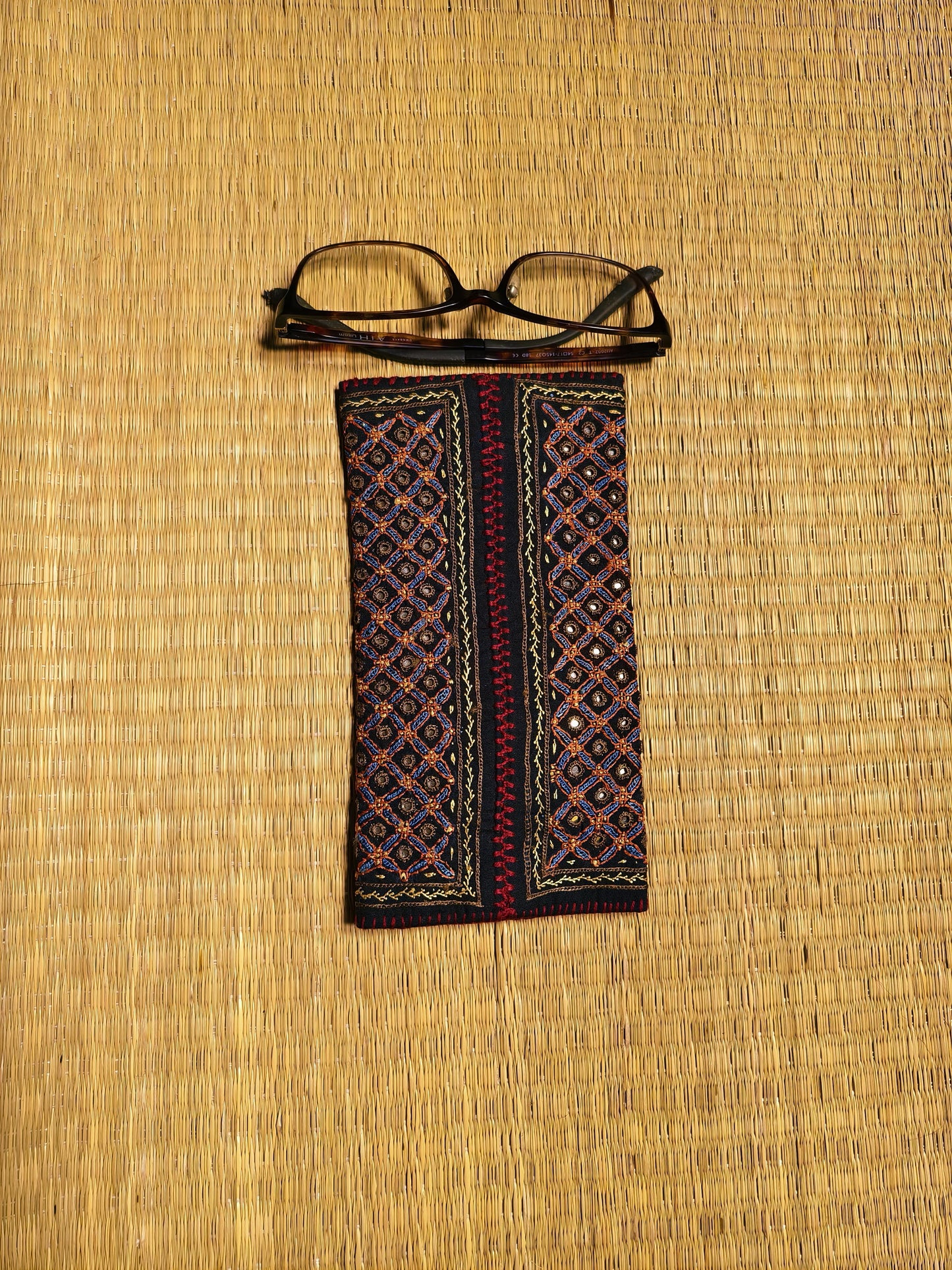 Black Violet Kutch Hand-Embroidered Spec Case