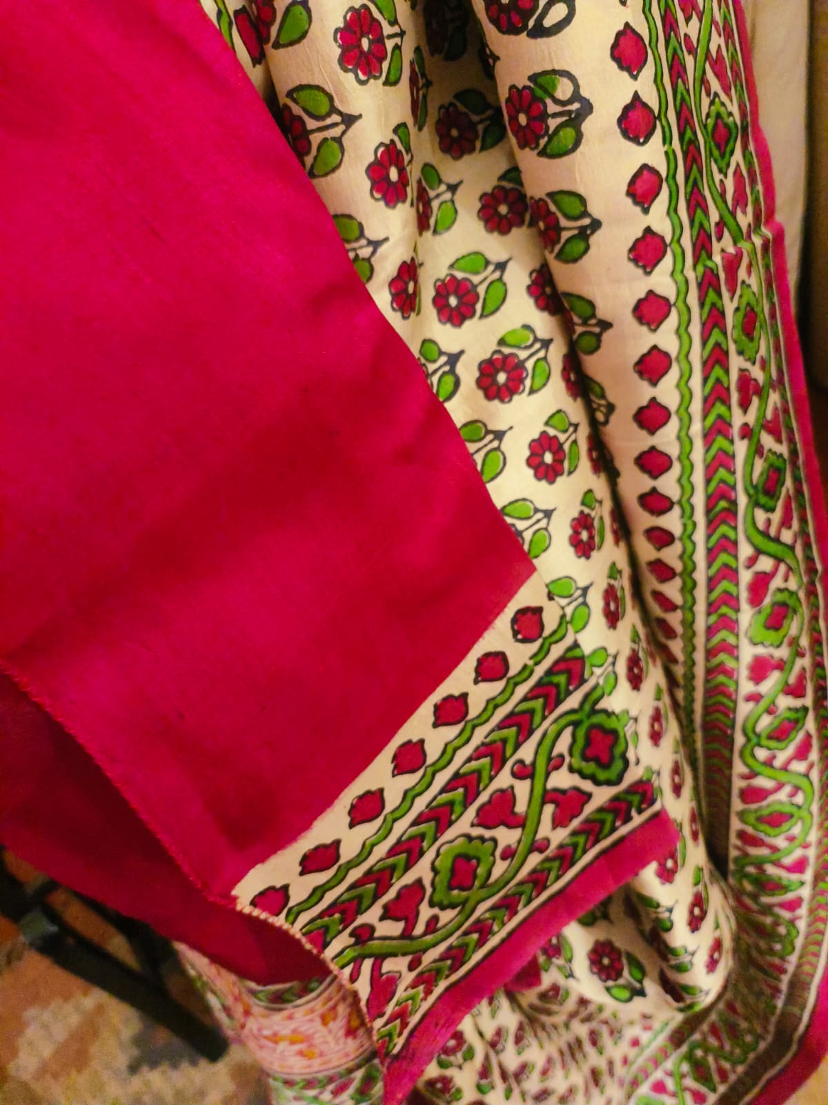 Handwoven Pure Mulberry Bengal Silk Saree Cream Colour
